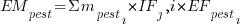 EM_pest = Sigma m_pest_i * IF_j,i * EF_pest_i