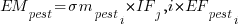 EM_pest = sigma m_pest_i * IF_j,i * EF_pest_i